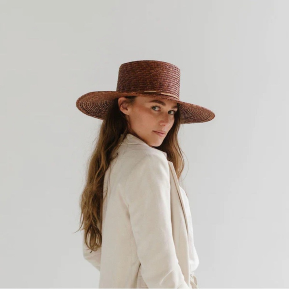 Gigi Pip - Capri Medium Straw Boater Hat - Brown - Size S/M (57)